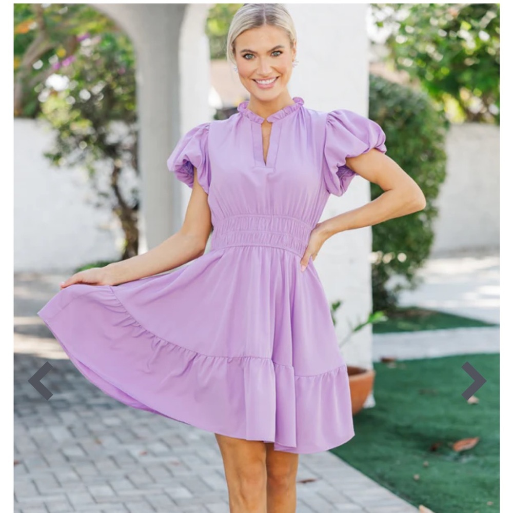 Mint Julep Boutique shopthemint Let’s get Going puff sleeve dress lavender
